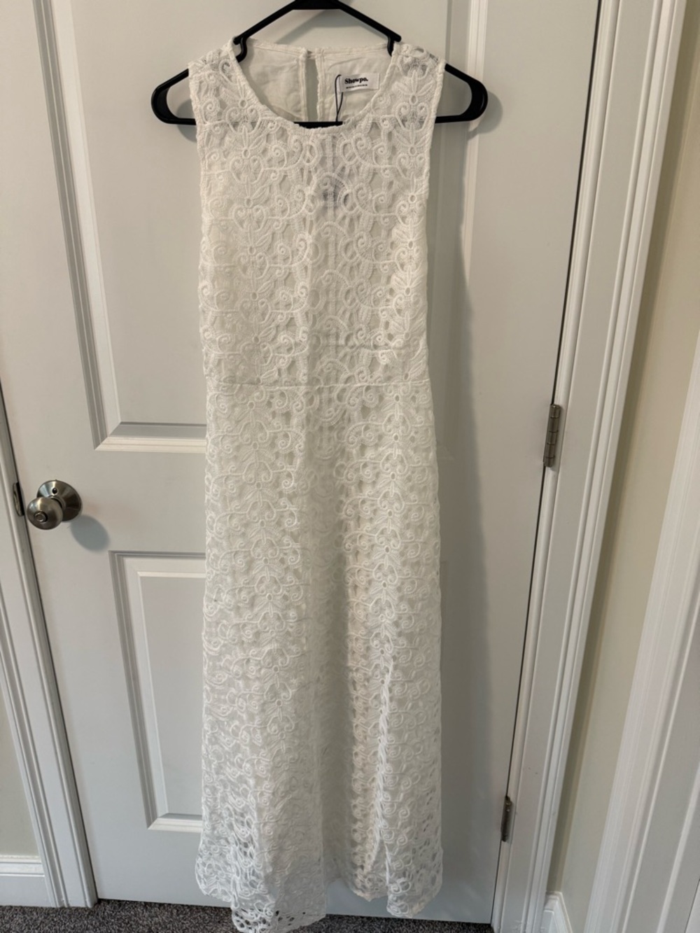 Showpo White Lace High Neck Cut Out Maxi Dress